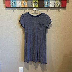 Navy blue and white striped dress